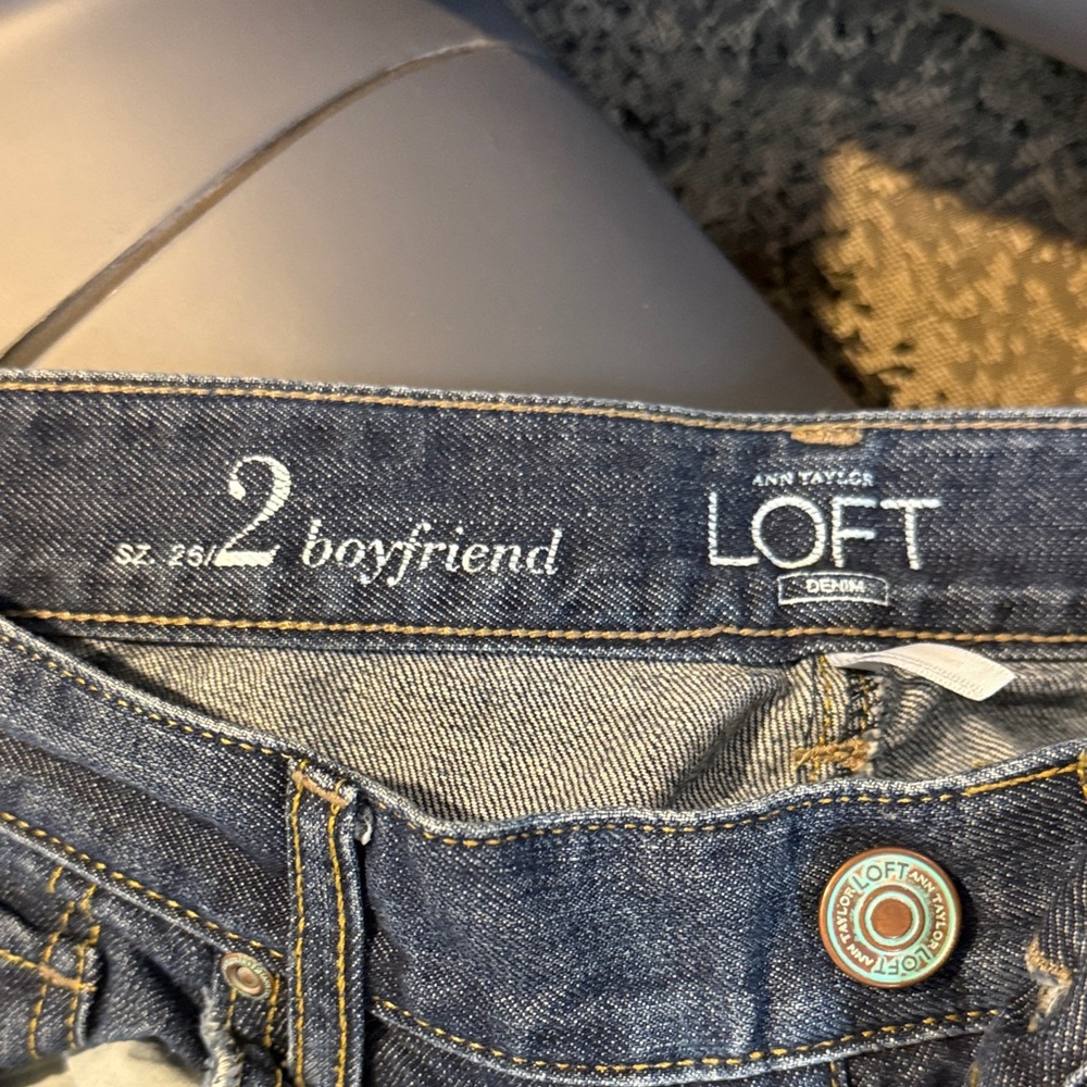 LOFT Denim Boyfriend Jeans in Dark Blue - Picture 2 of 3